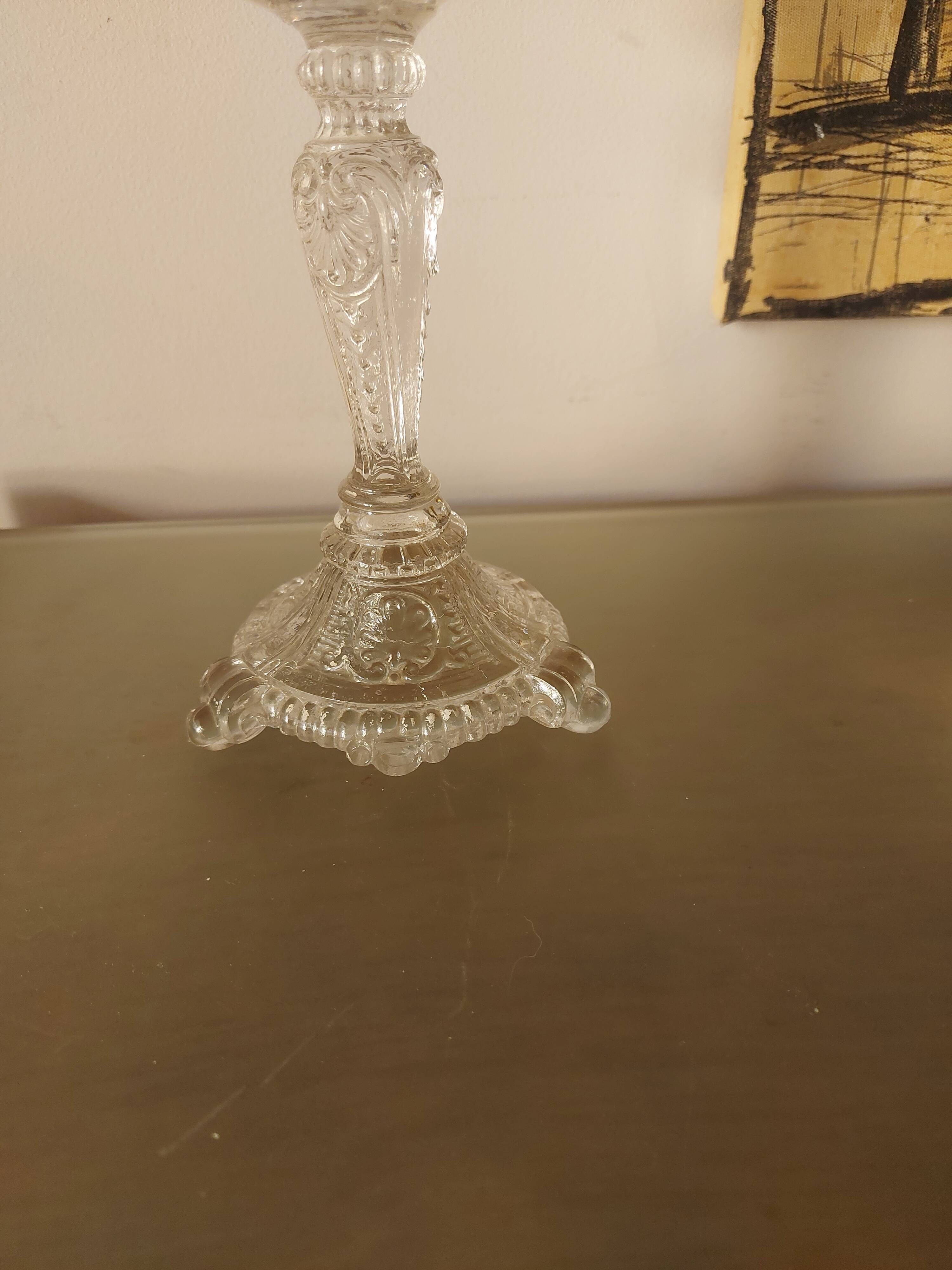 Candle holder blown glass lace lamp