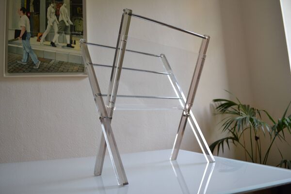 Porte revue moderniste Pop Space age plexiglas fumé vintage années 70