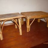 Lot of 2 small 1900-1960 Wicker rattan stools