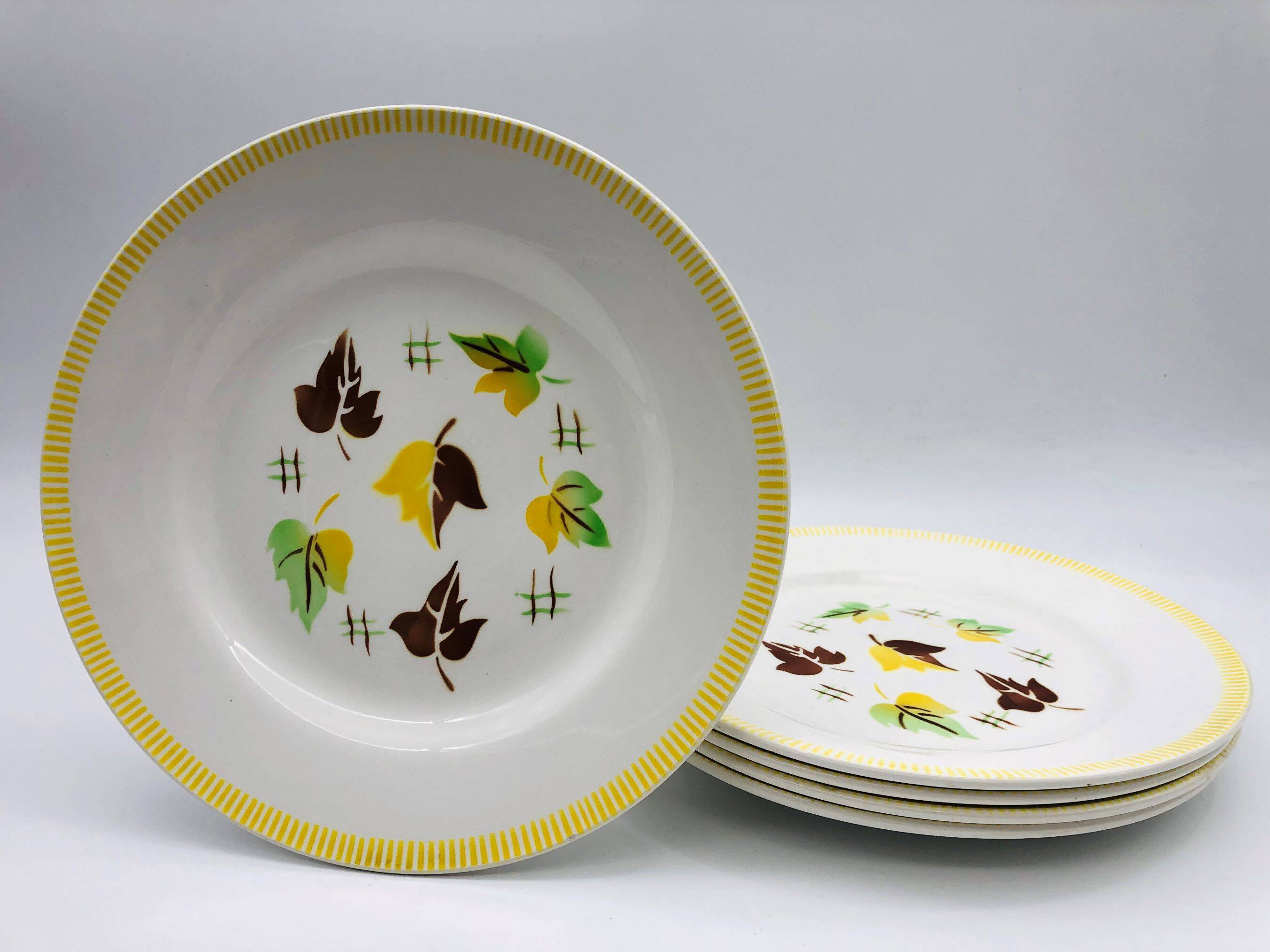 5 old flat plates Digoin Sarreguemines / Sirocco model