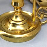 Pair of Empire style bouillotte lamps with bronze conical lampshade Lucien Gau