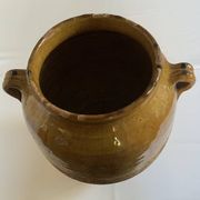 Old glazed yellow terracotta confit pot – South-West of France