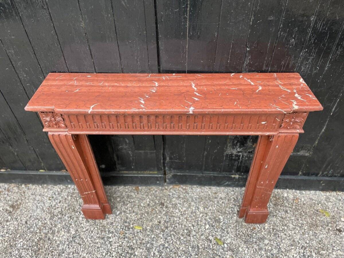 Louis XVI style fireplace in antique red marble, France, circa 1880