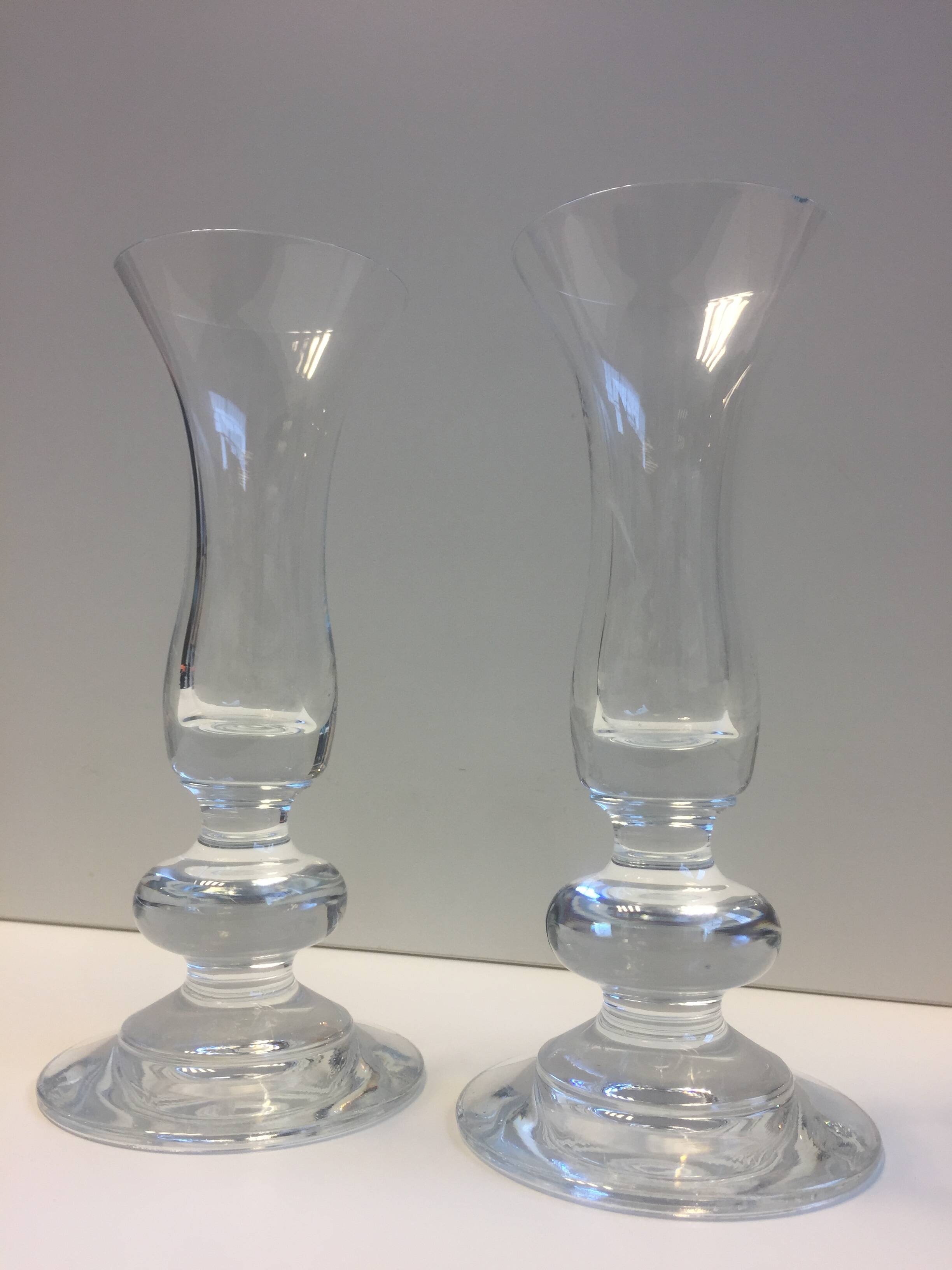 Duo of Soliflore Vases Candleholders Blown Glass Art Decoration Design