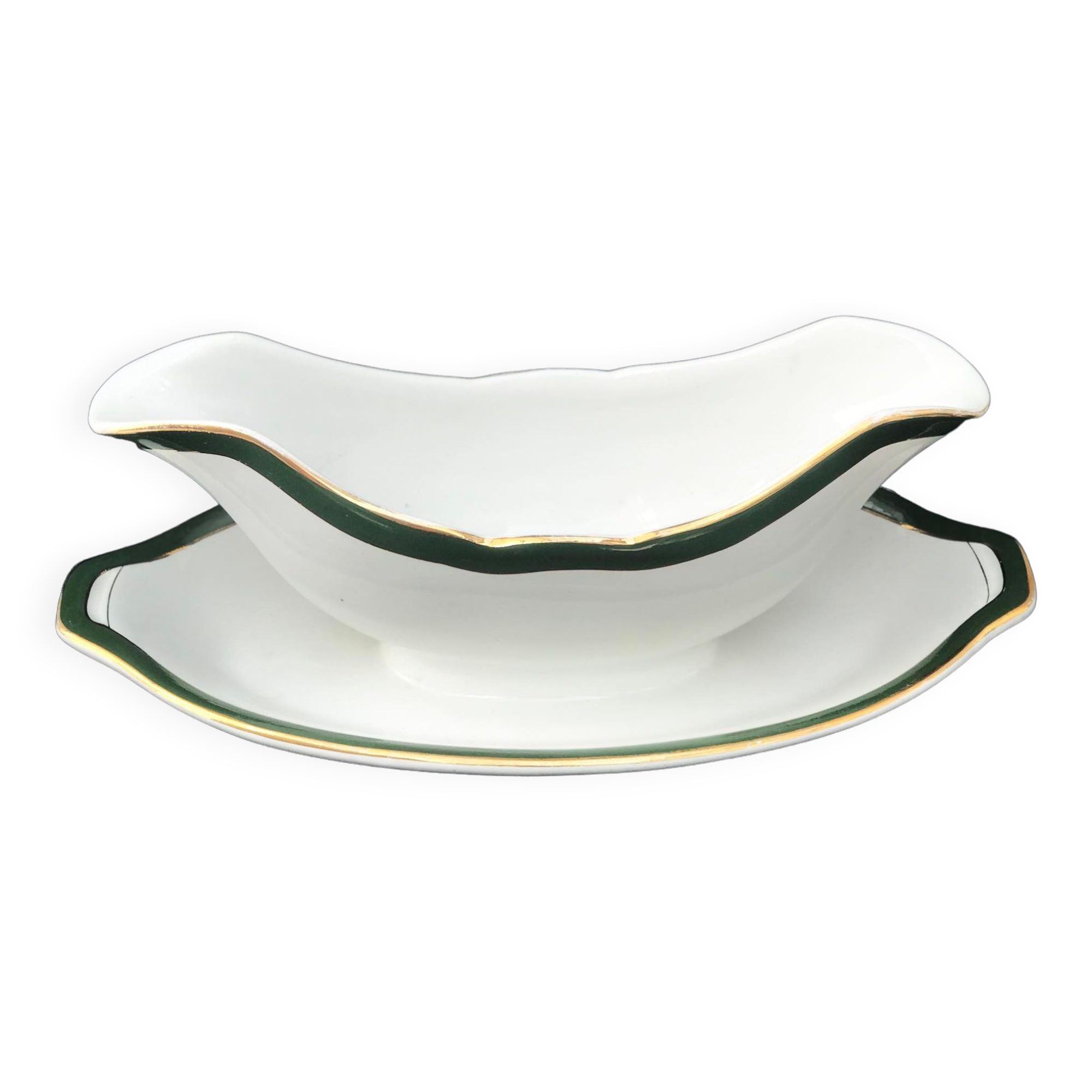 Saucière with antique attached underplate Villeroy and Boch Boch Mettlach XIX century