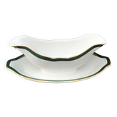 Saucière avec sous-assiette attachée antique Villeroy et Boch Boch Mettlach XIX siècle
