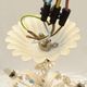 Vintage chandelier bouquet of blue flowers 5 candles in painted sheet metal.