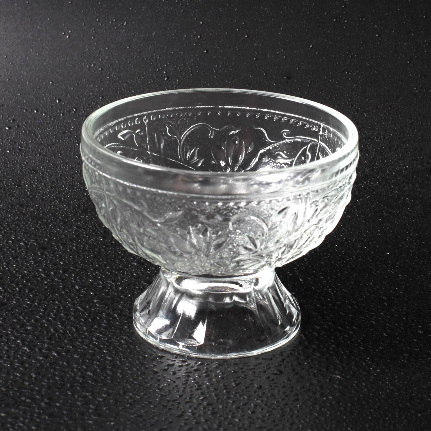 Set of 4 Vintage Pressed Glass Dessert Bowls Cibulak by Pavel Panek / 1977