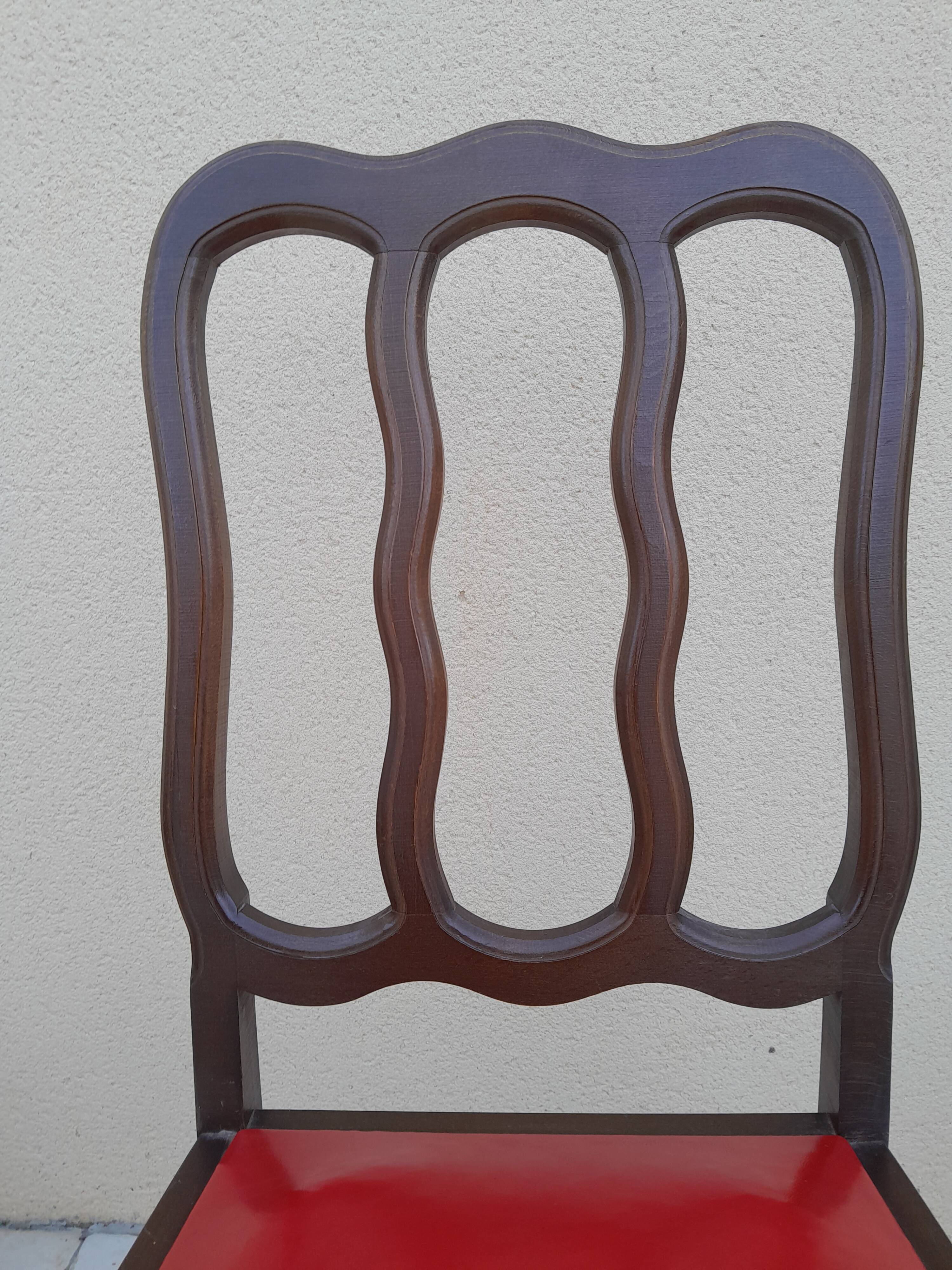 6 vintage art deco Louis VX leather wood chairs