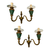 Bronze Ceramic Sconces Set of 2 1950’s