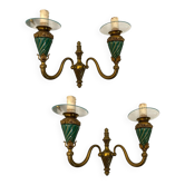 Bronze Ceramic Sconces Set of 2 1950’s