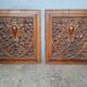 2 carved walnut woodwork panels early 20th century