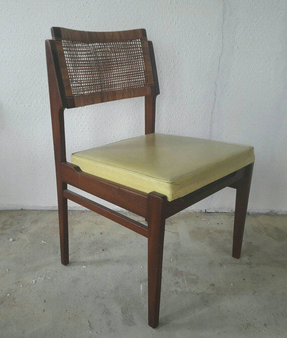 Chair in teak and rattan 70s