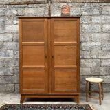 Modernist wardrobe René Gabriel in oak feet compass years 1950