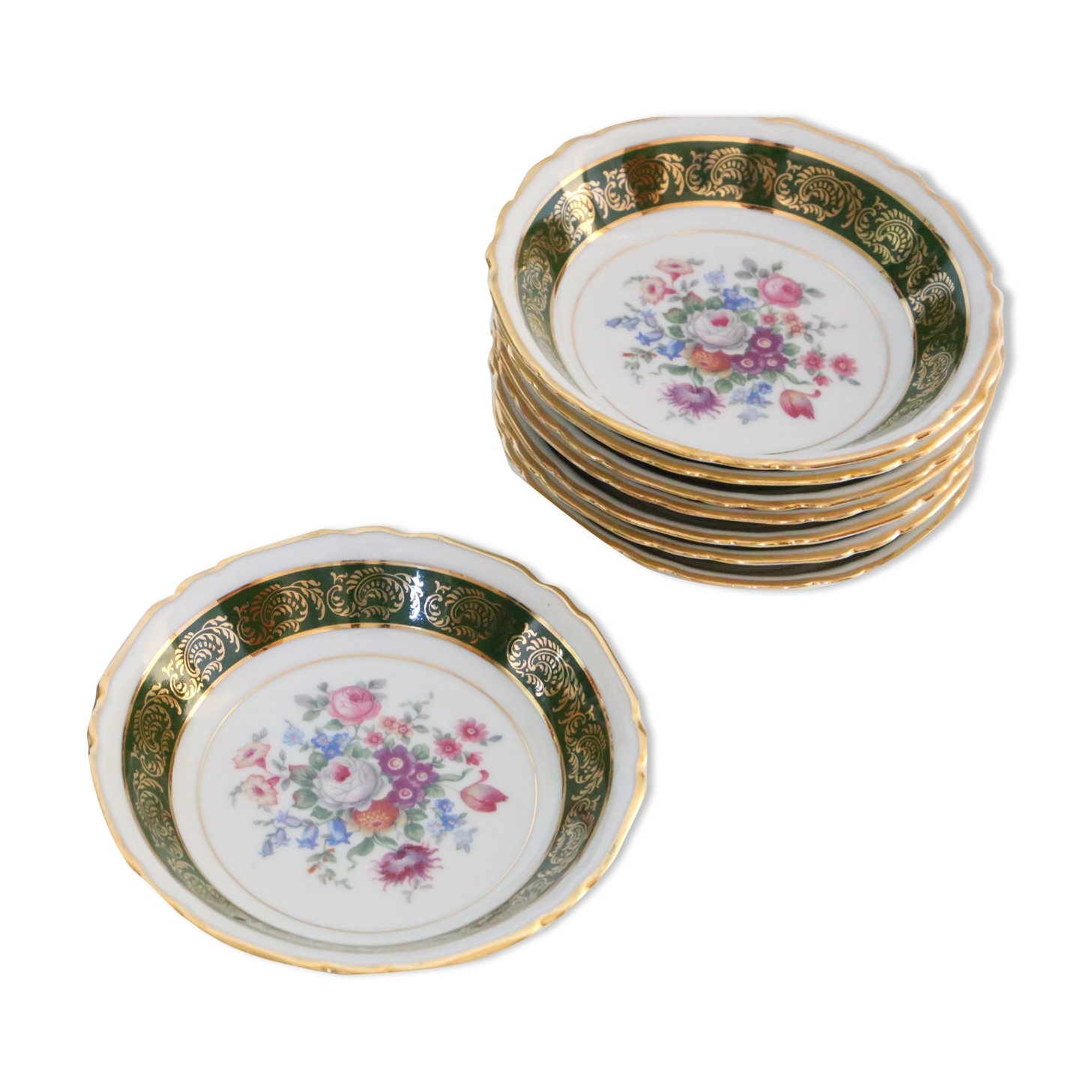 Set de 8 coupelles en porcelaine de Luxe de la Compagnie Nationale