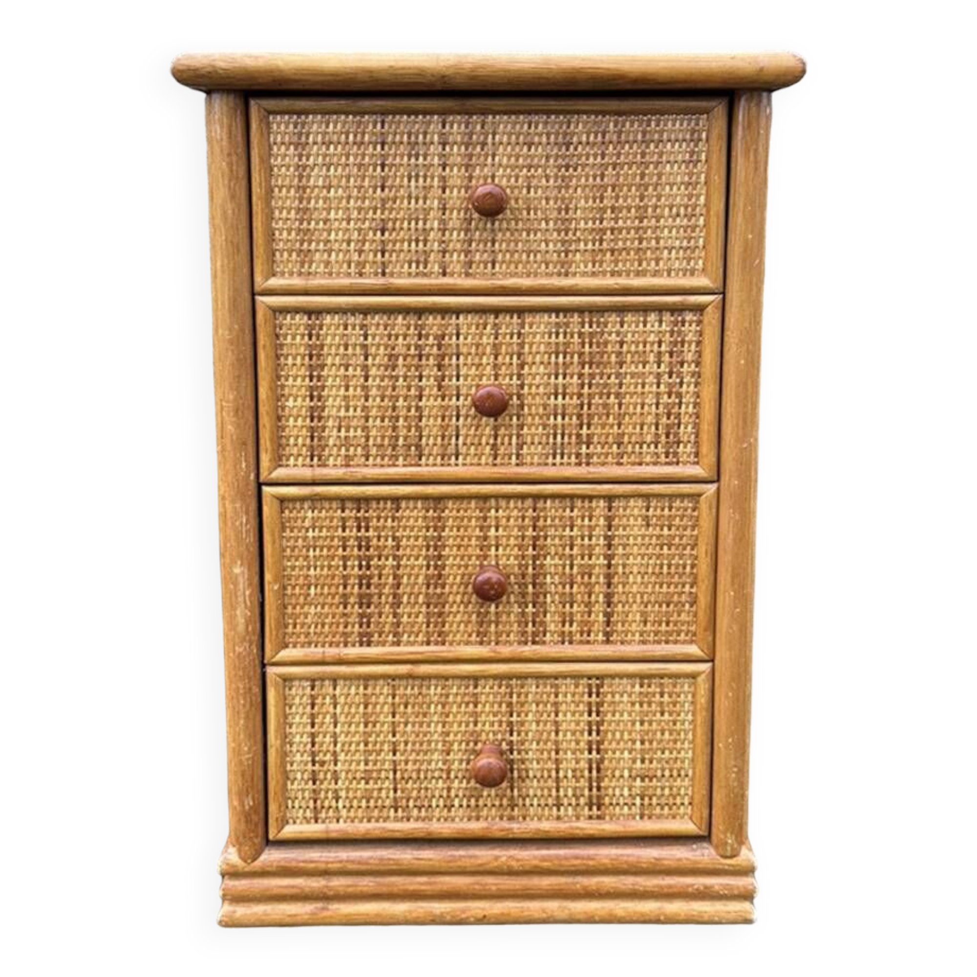 Maugrion weekly planner for Roche Bobois, wood and rattan, 1980s