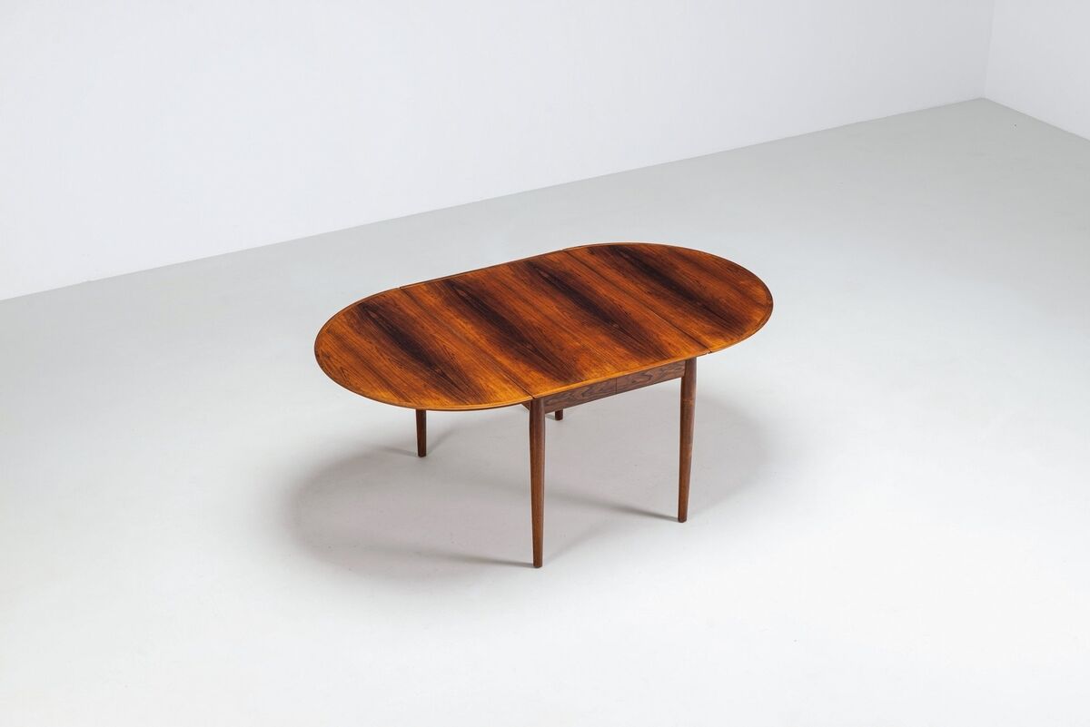 Table à manger à rabat modèle 227 d'Arne Vodder en palissandre Sibast 1960