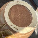 Vintage 1950s ceramic vase with floral decoration - signed Vallauris H 20 cm