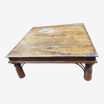 Table basse carré en bois de teck massif 1m x 1m