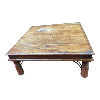 Table basse carré en bois de teck massif 1m x 1m
