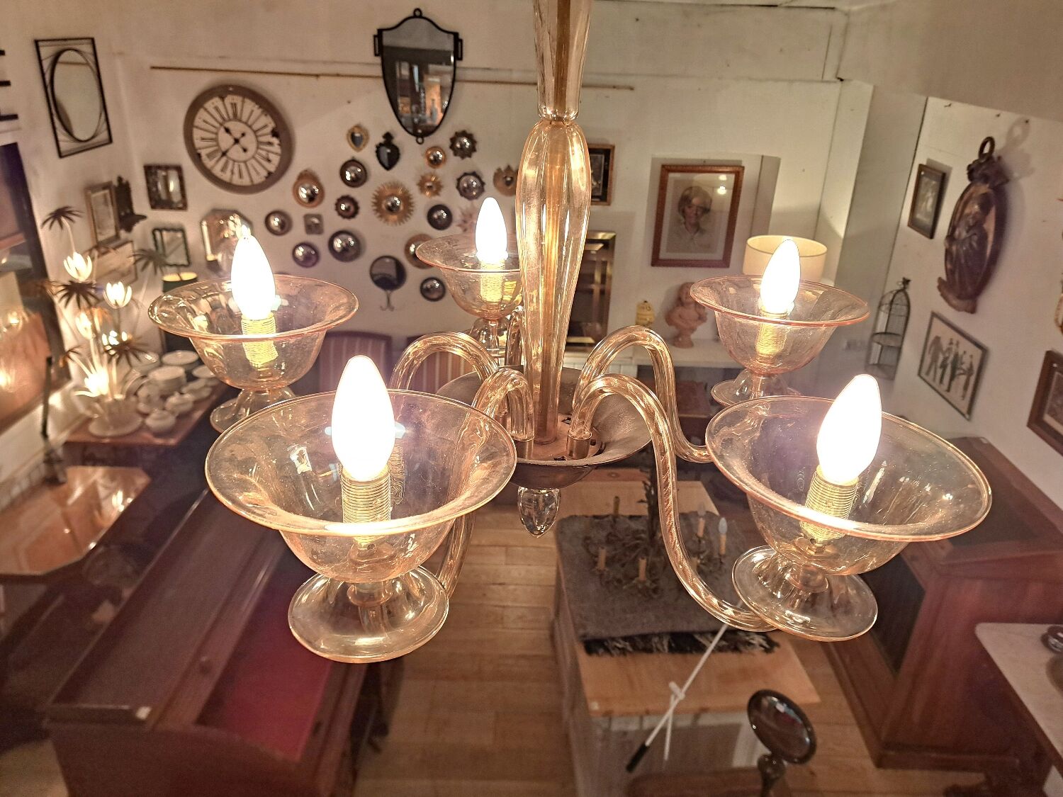Venetian chandelier from Murano in smoked glass
