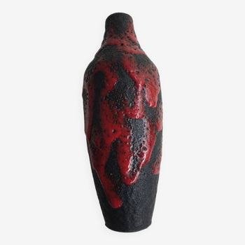 West-Germany ceramic vase lava black red 1960s