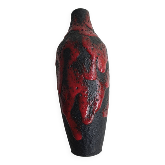 Vase céramique West-Germany lava noir rouge années 1960