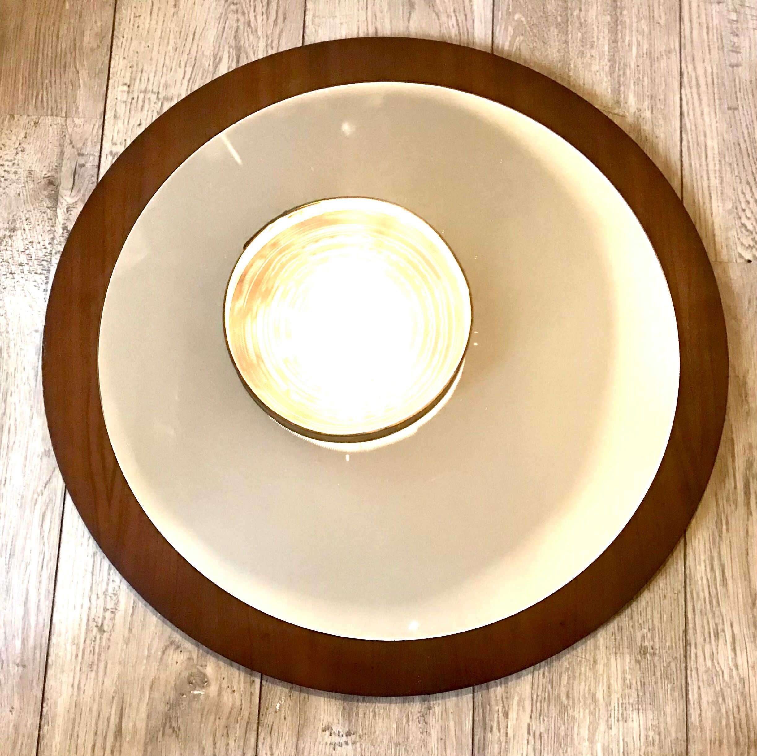 Vintage round mirror Scandi 1960-1980's teak