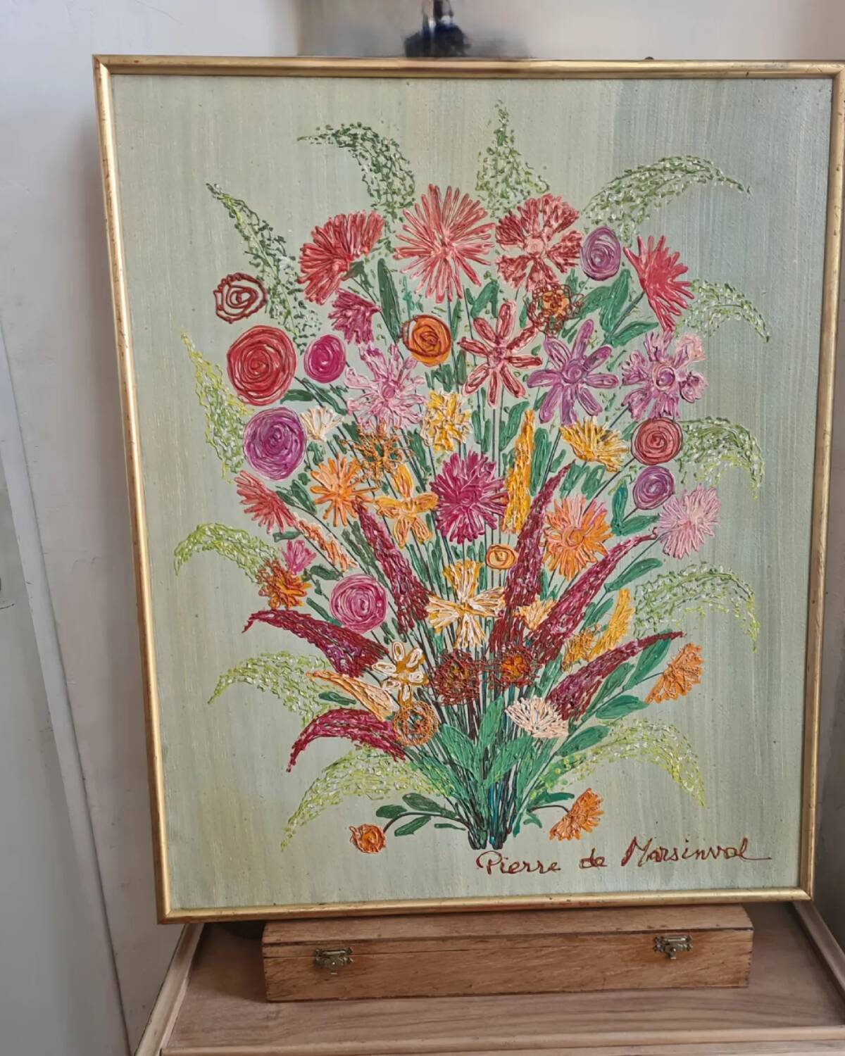 Oil on burlap and frame