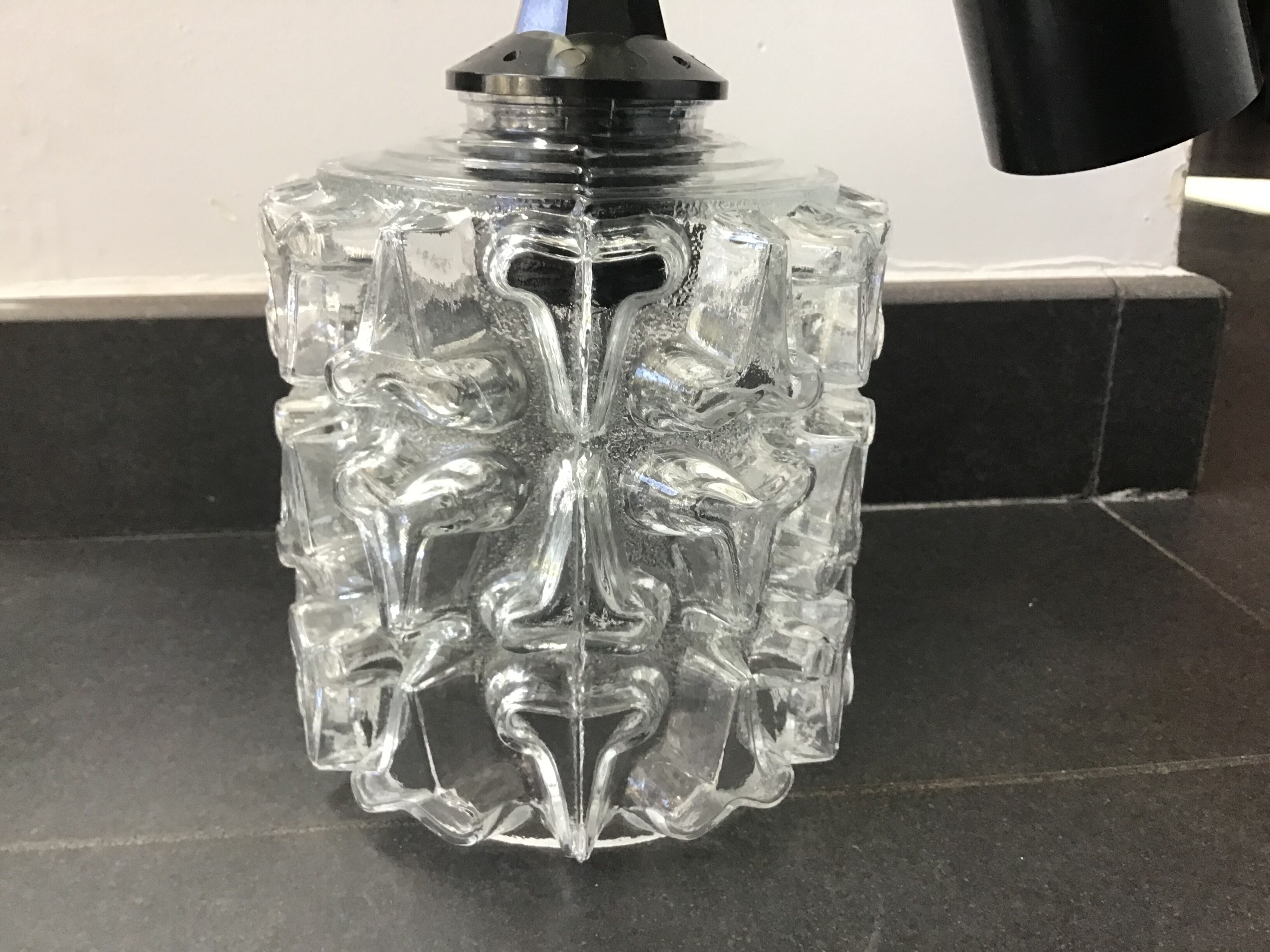 Moulded glass pendant lamp, 70s