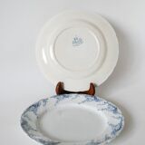 Set of 6 mismatched Iron Earth flat plates Sarreguemines and Lunéville