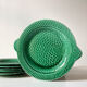 Set of 6 flat plates green fish