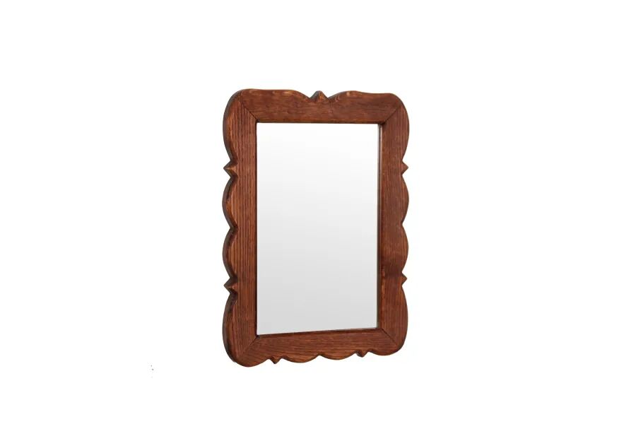 Solid oak mirror with scalloped edge