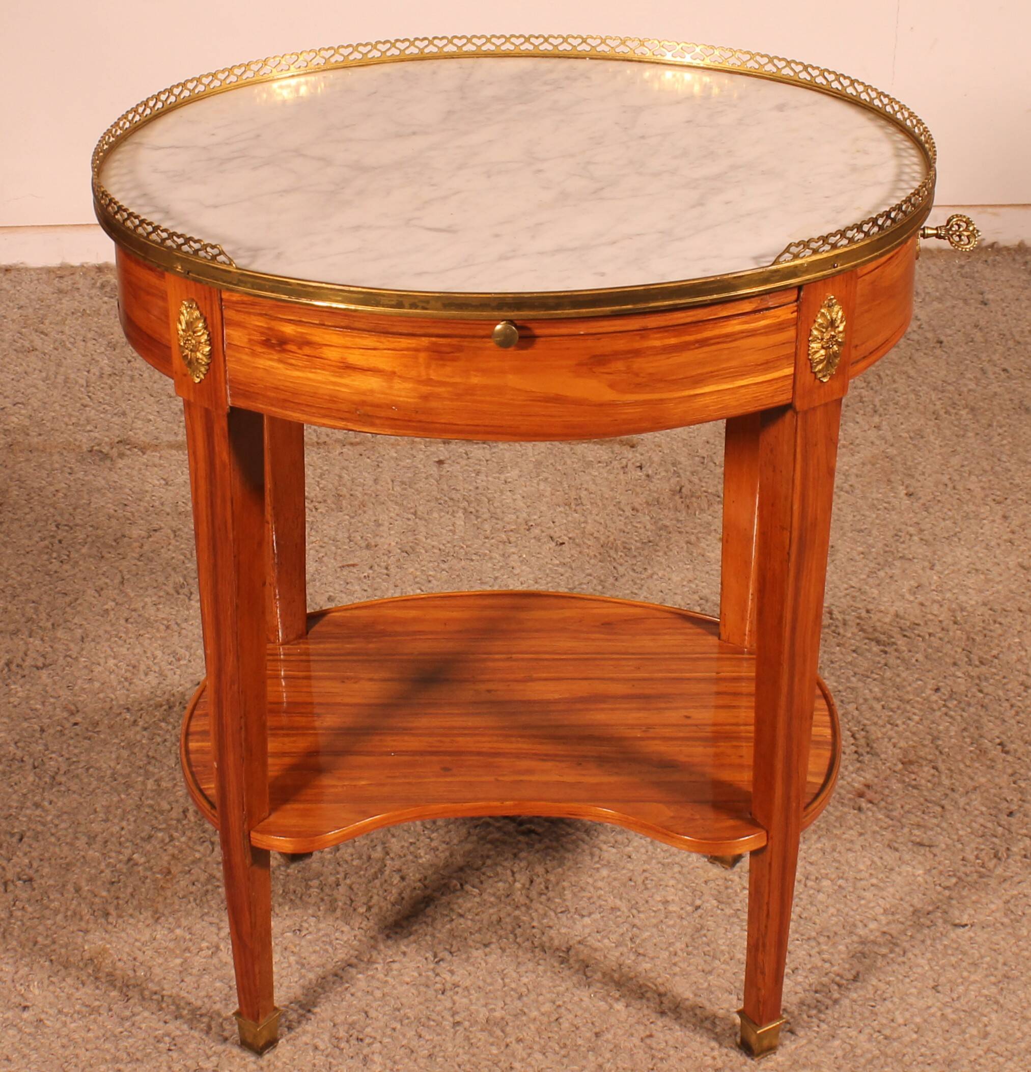 Louis XVI Rosewood Side Table With Writing Desk