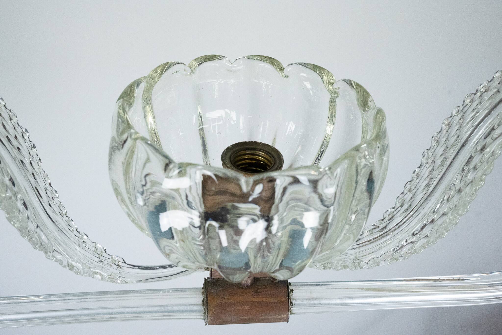 Art Deco Clear Murano glass chandelier. Italy 1940s