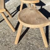 Set of 3 mountain-style half-moon tripod stools