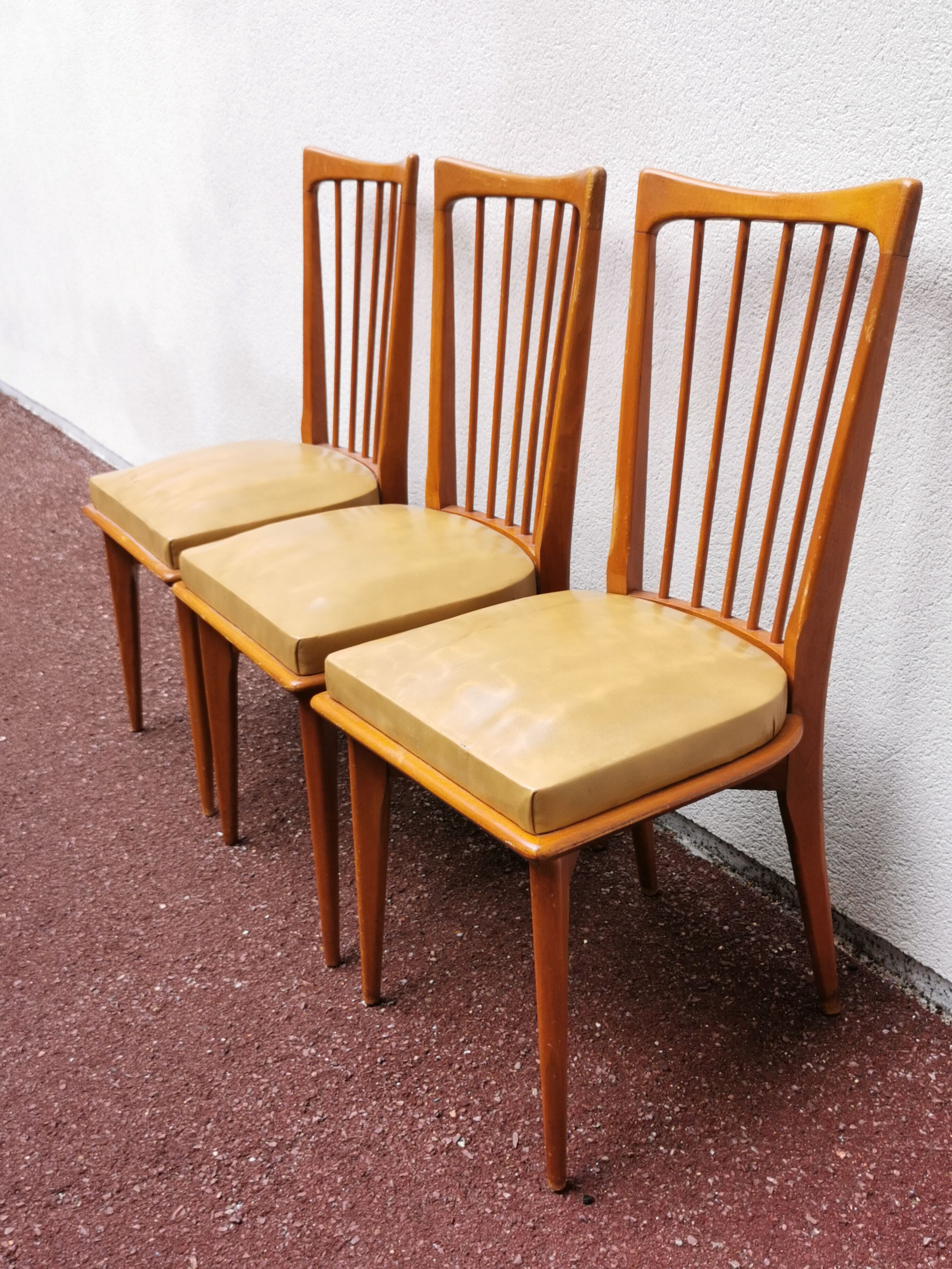 Series of 3 chairs vintage scandinavian style 60's 70's