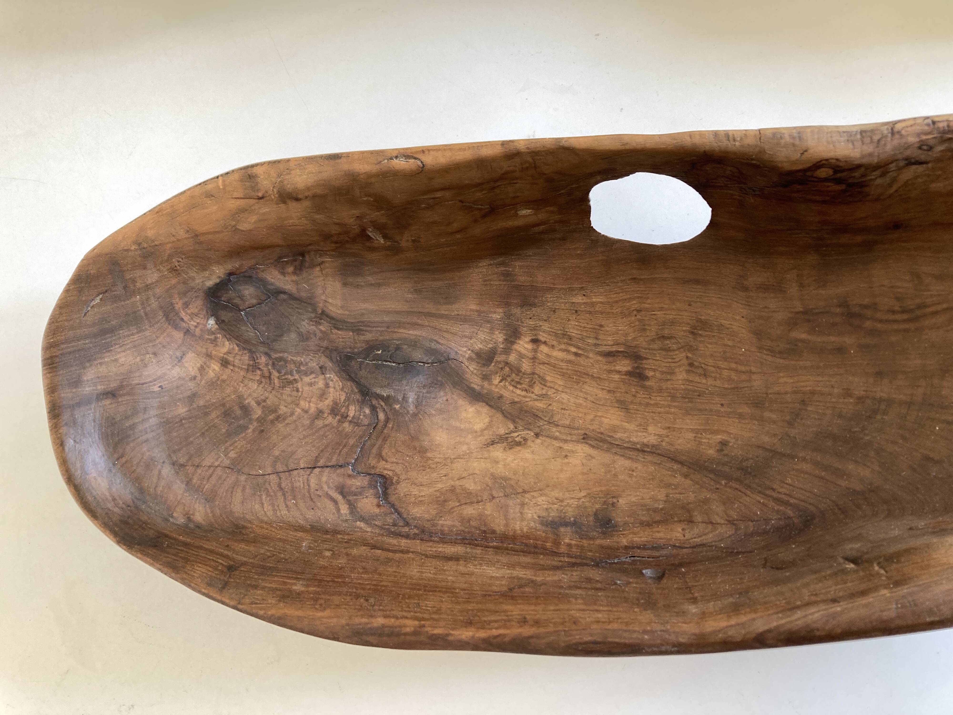XXXL walnut wood carved centre table 1960 monoxyle