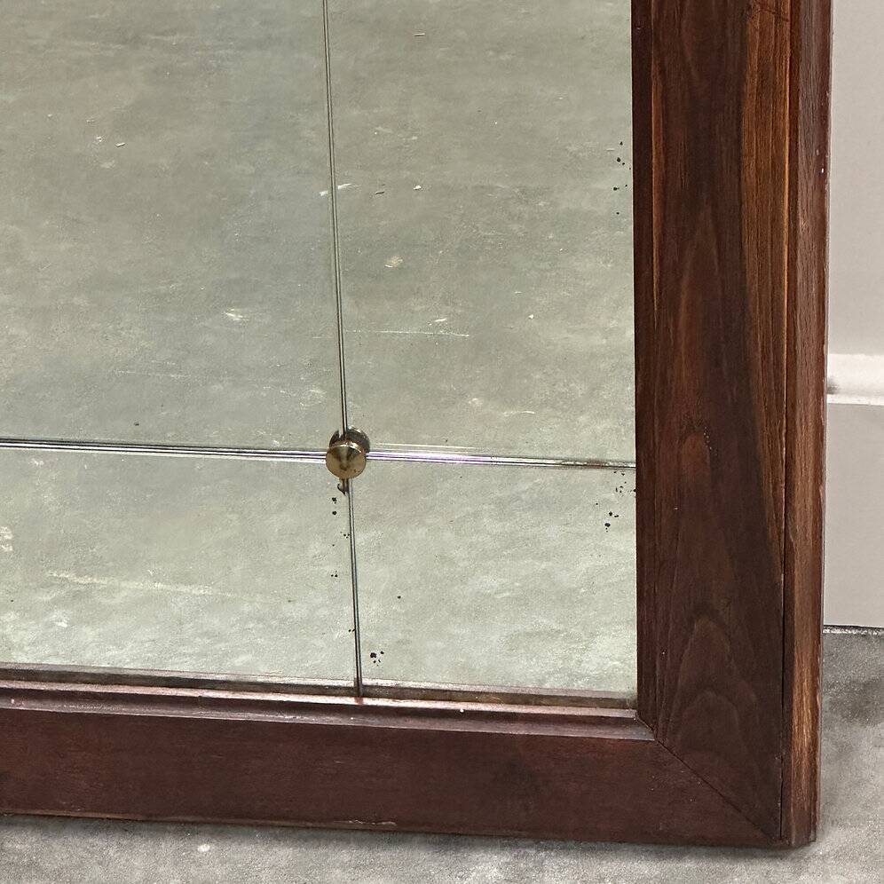 Vintage sectional wall mirror with wooden frame & brass details, 1950s