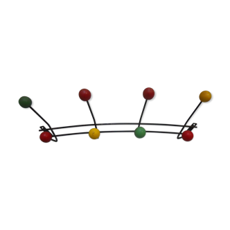 Vintagemetal wall coat holder and colored wood balls