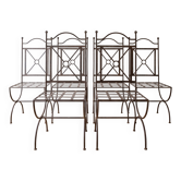 Set of 6 garden chairs in wrought iron rustic style