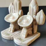 Mexican Bookends in Sombrero/Dozing Against Cactus. Made of onyx.