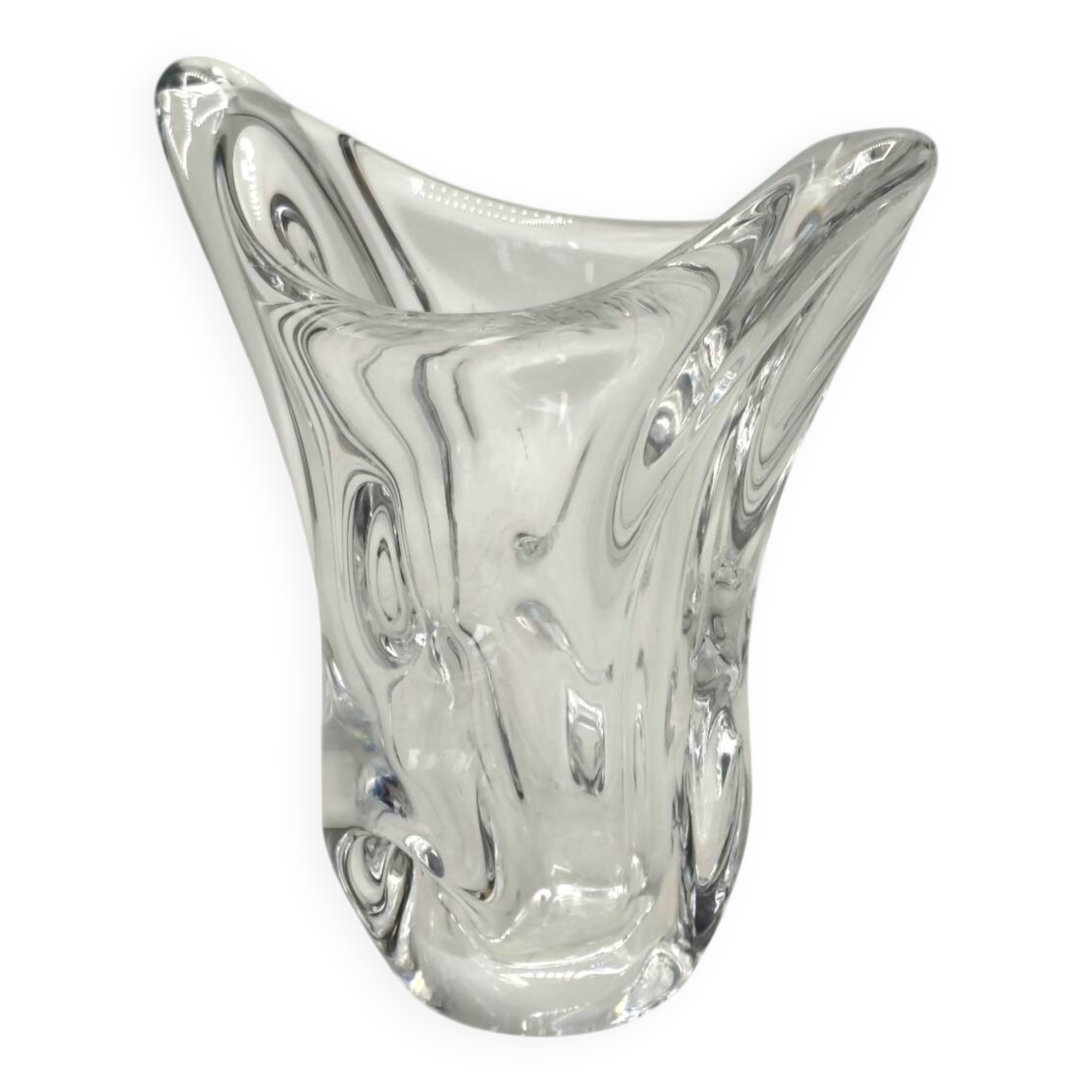 1950s Sèvres Crystal Vase - Freeform Hand-Blown Design