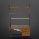 Bibliothèque italienne du milieu du siècle avec bureau.