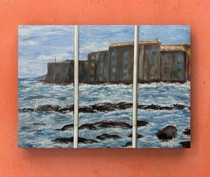 Triptych A Small Corner of Saint-Tropez 70 X 90 Painting of the Ponche Beach