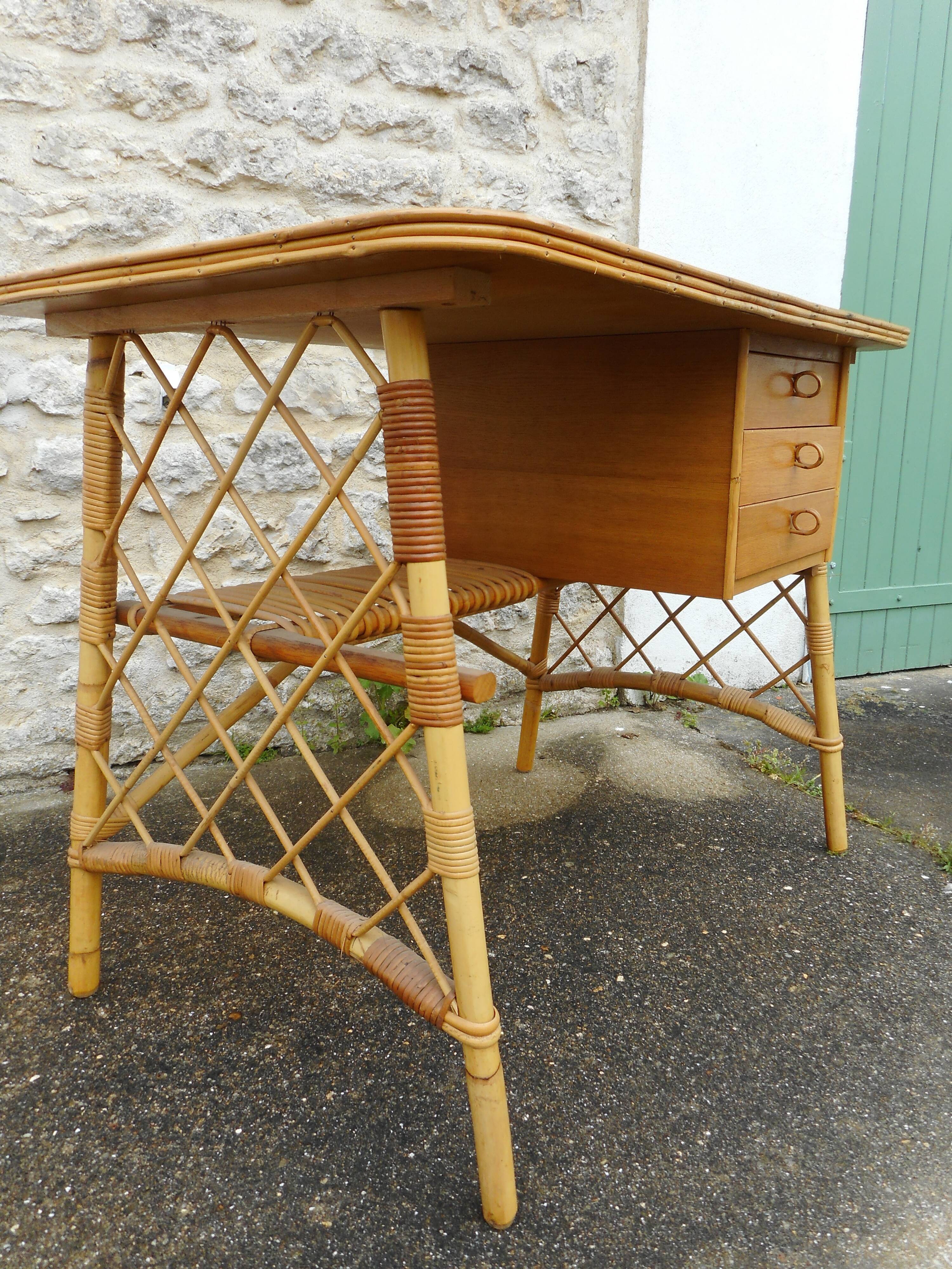Bureau en rotin de Louis Sognot