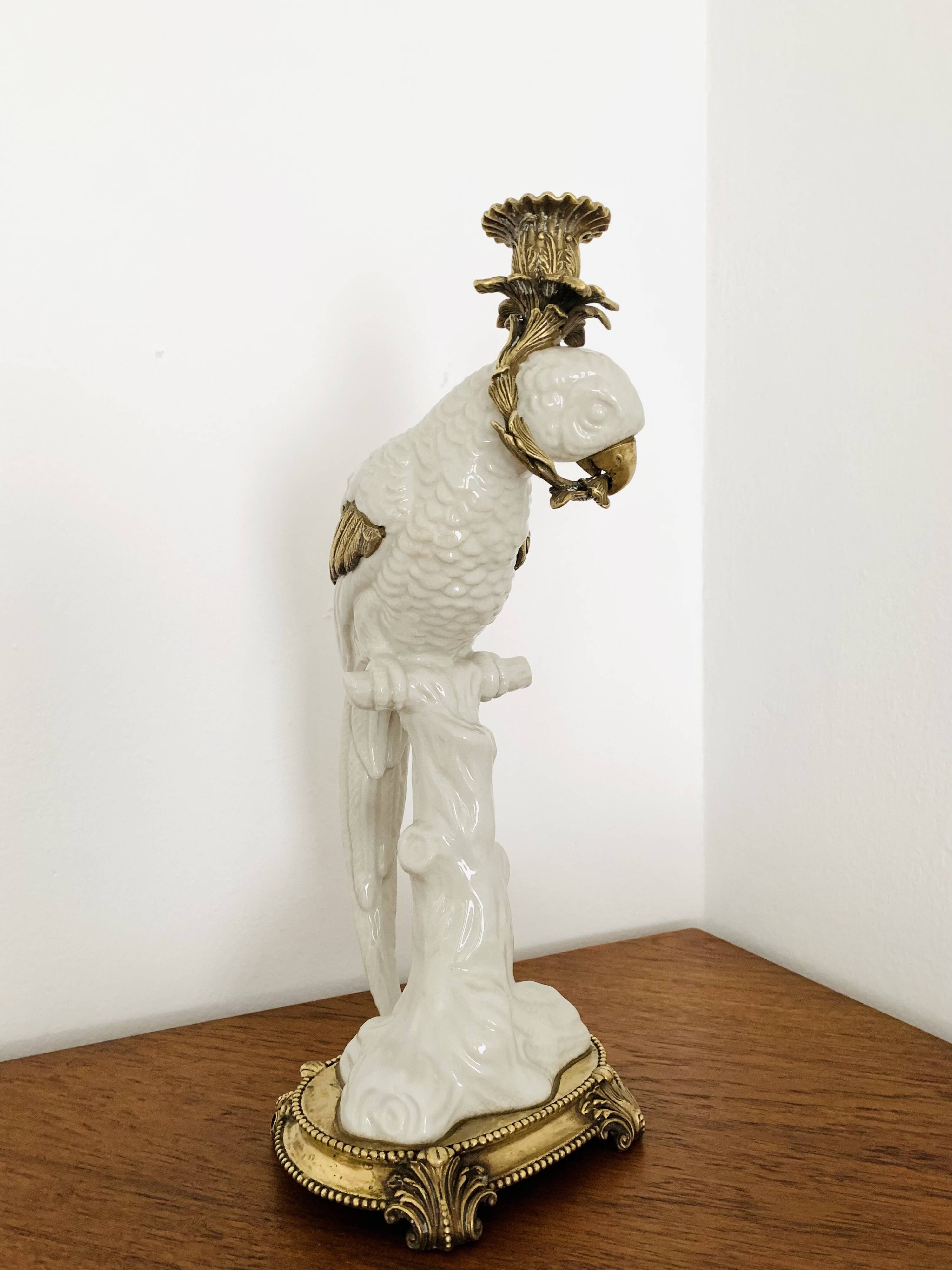 Bougeoir perroquet en céramique