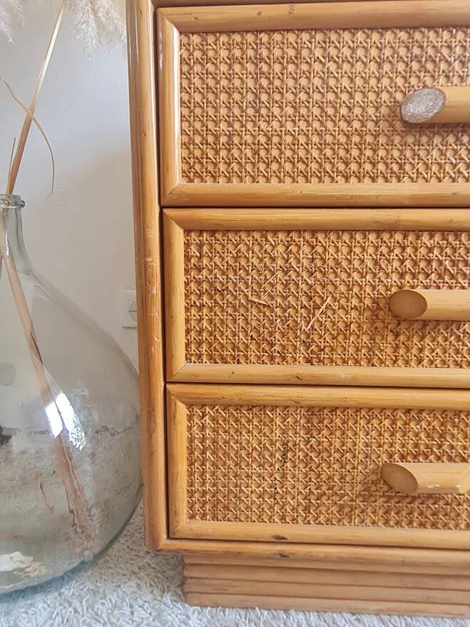 Rattan chest of drawers circa 1960s