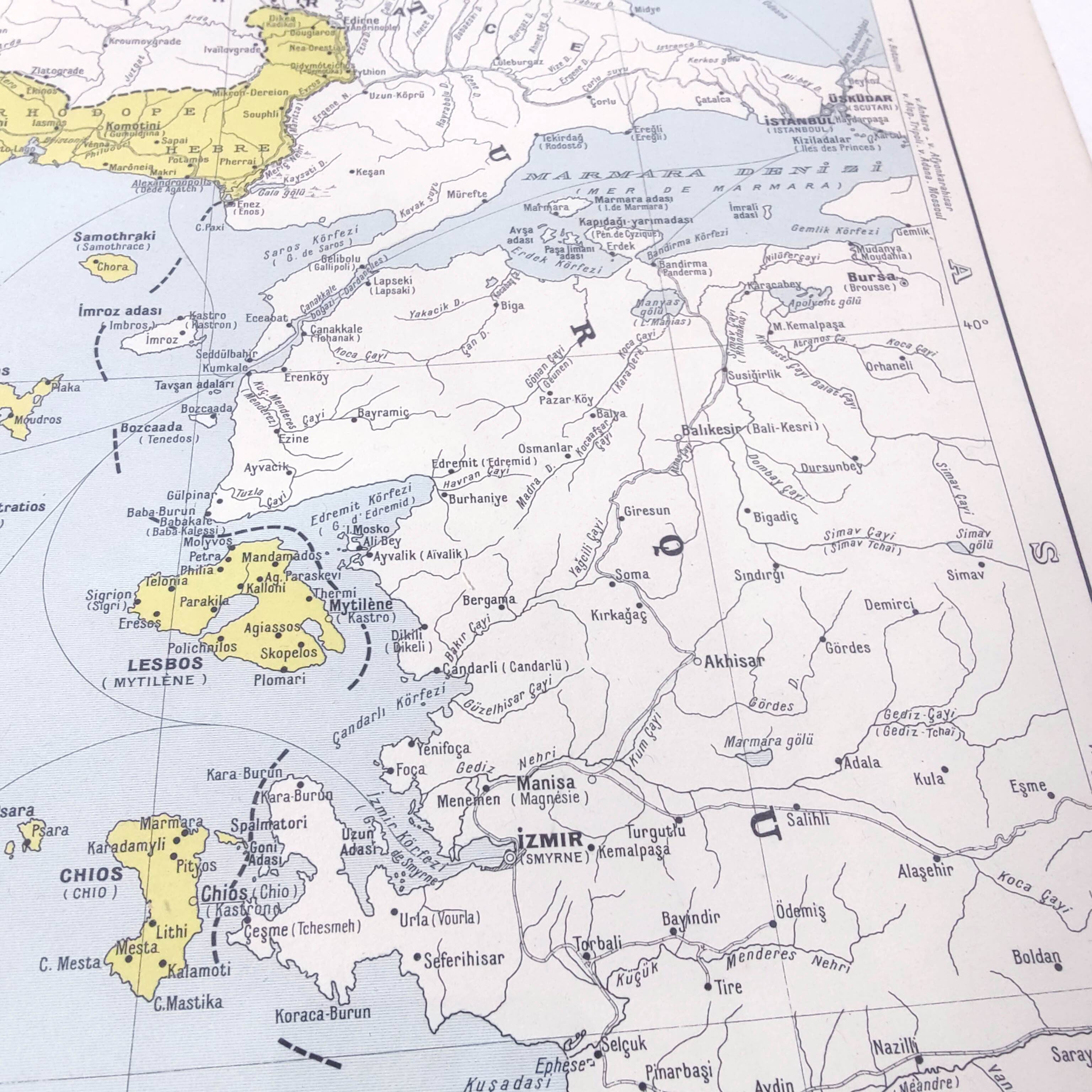 Old map Greece Crete 43x43cm from 1950