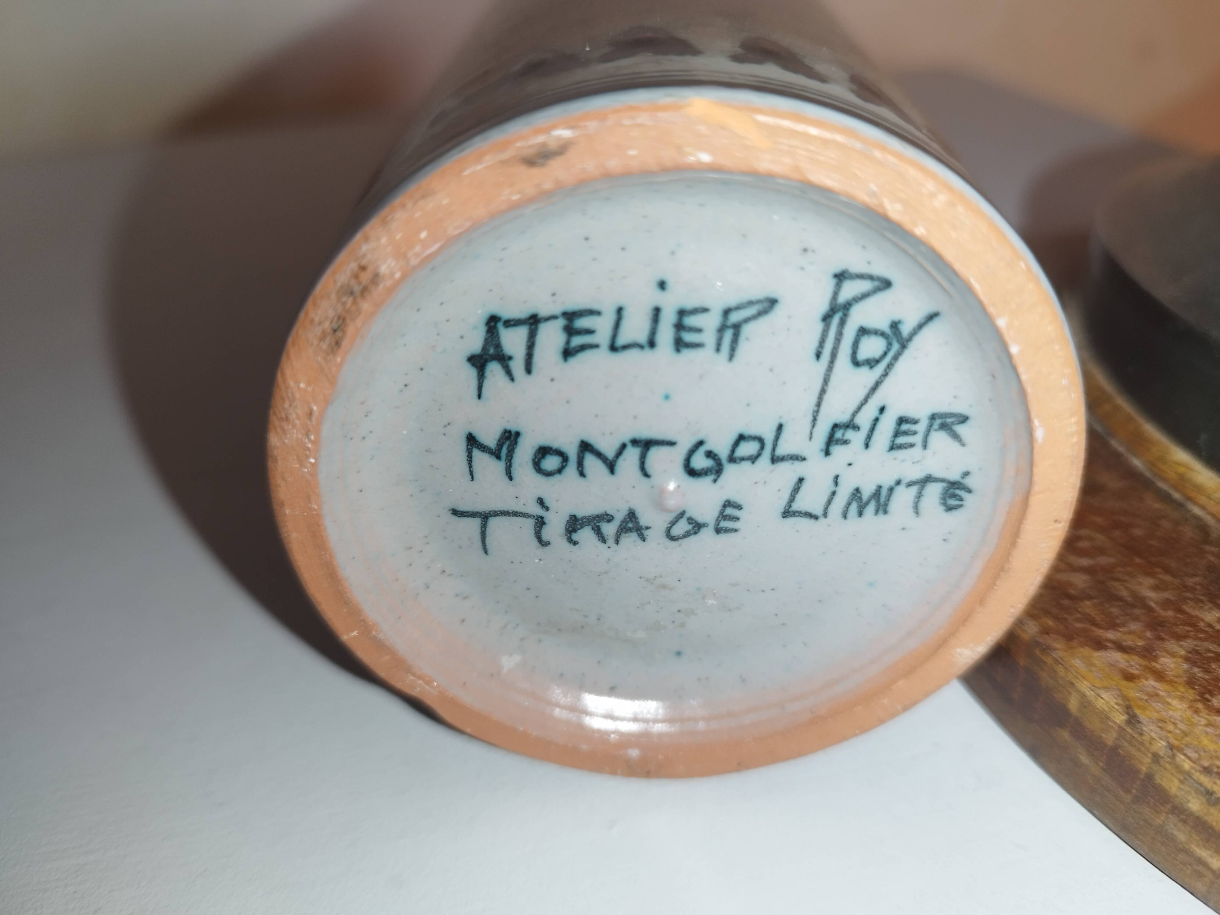 Bottle vase with geometric decoration Atelier Roy Montgolfier